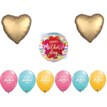 LOONBALLOON Mother's Day Theme Balloon Set, Mother's Day Opal Holographic Strawberries Balloon, Heart Foil 87757